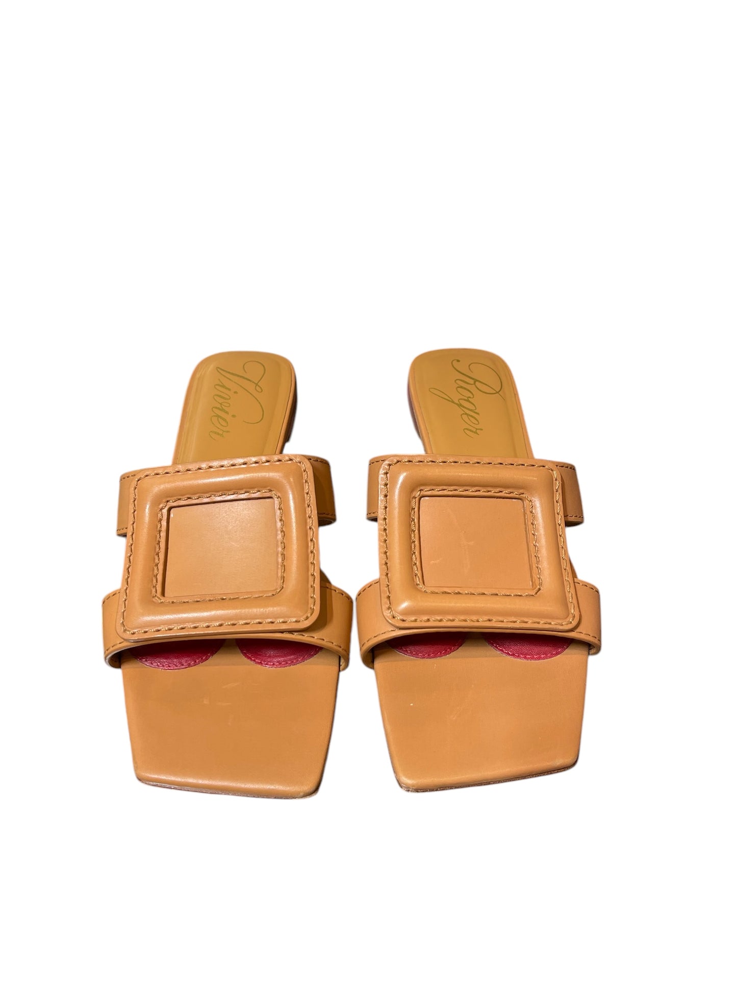 Roger Vivier Brown Open Slides Shoes