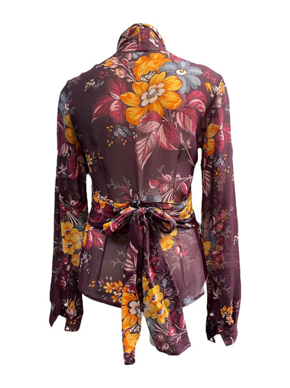 Dolce and Gabbana Flower Print Neck Tie Blouse