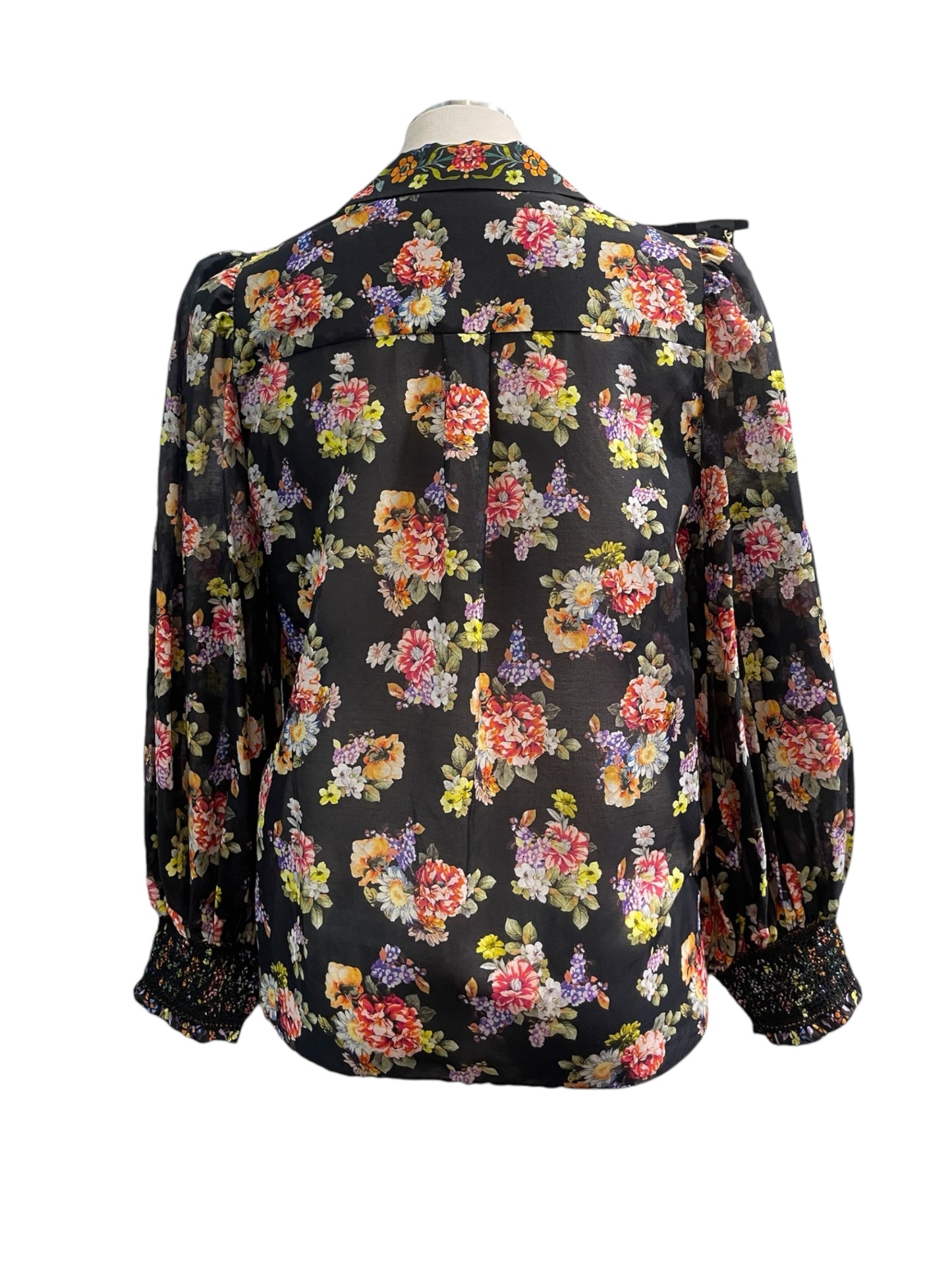 Alice & Olivia Blk Multicolored Floral Blouse