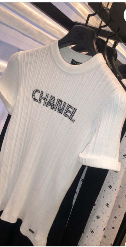 Chanel White Graphic Top