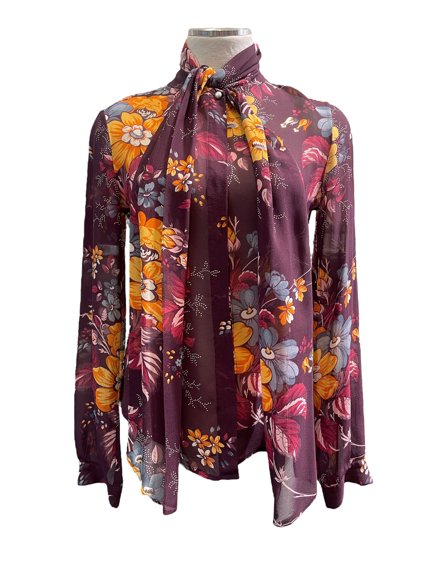 Dolce and Gabbana Flower Print Neck Tie Blouse