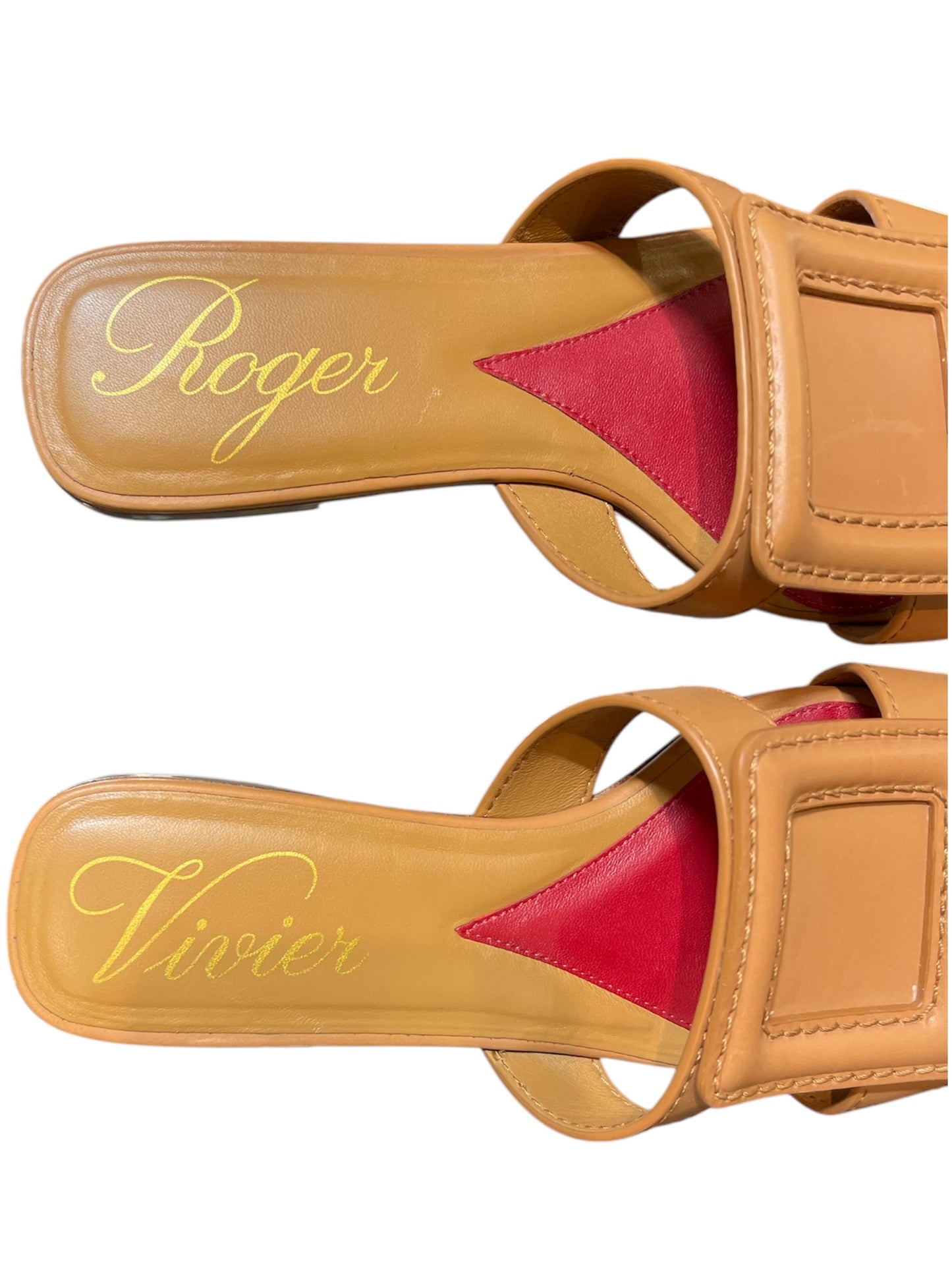 Roger Vivier Brown Open Slides Shoes