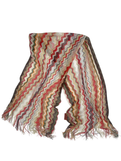 Missoni Collection Red/Tan Zigzag Fringe Scarf