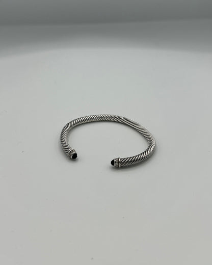 David Yurman Classic Cable Bracelet Sterling Silver with Black Onyx and Diamonds 5mm