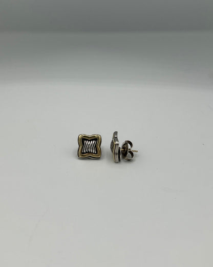 David Yurman Quatrefoil Stud Earring Sterling Silver and 18k Gold