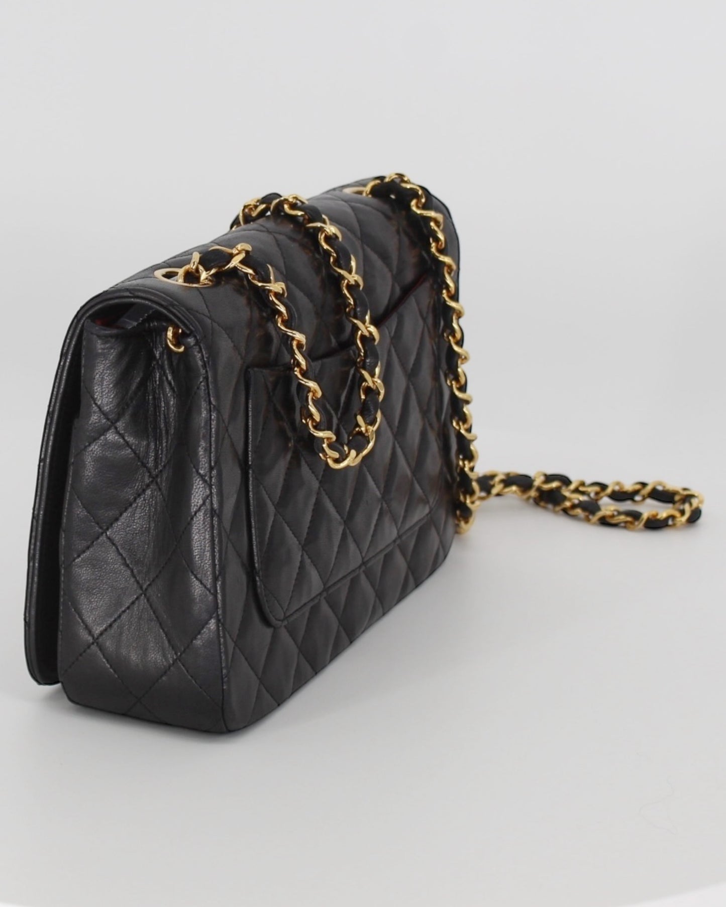 Chanel Vintage Lamb Black Flap Bag Small