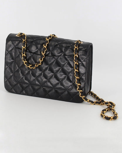 Chanel Vintage Lamb Black Flap Bag Small