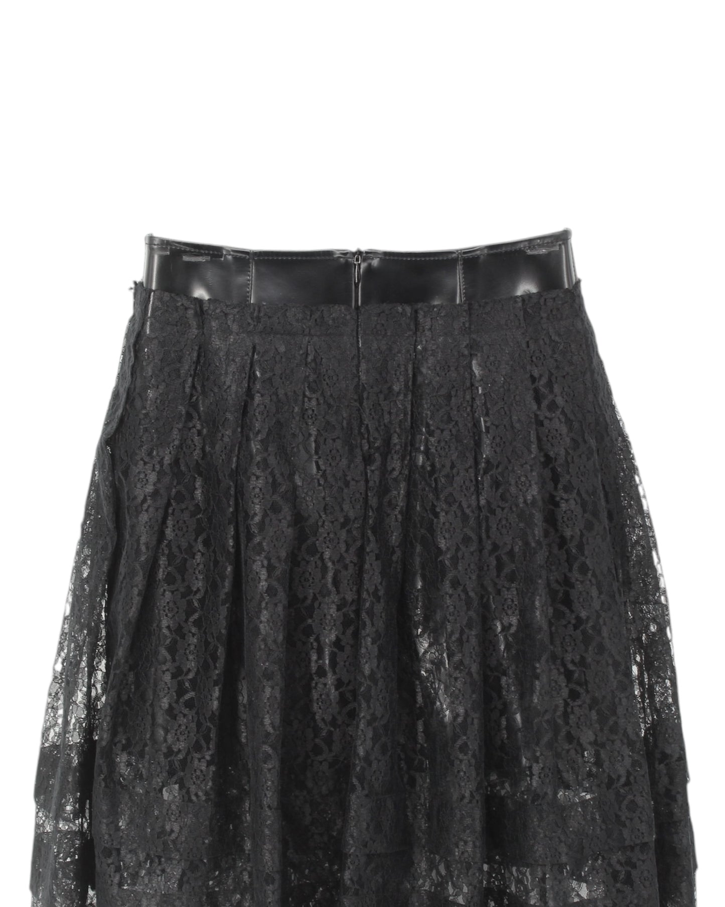 Philosophy DiLorenzo Black Lace & Leather Midi Skirt Size 2