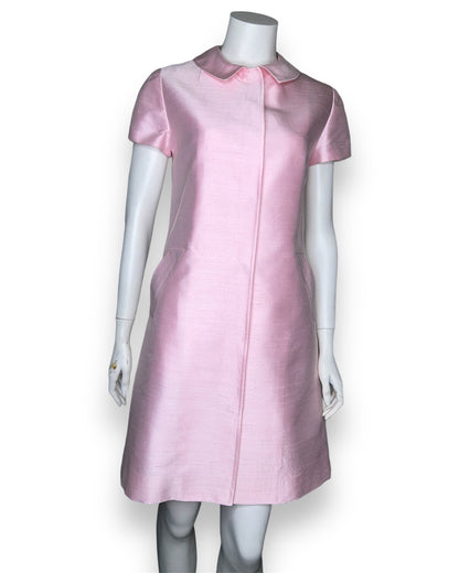 Lee Anderson Couture Pink Raw Silk Cap Sleeve Dress Size 2