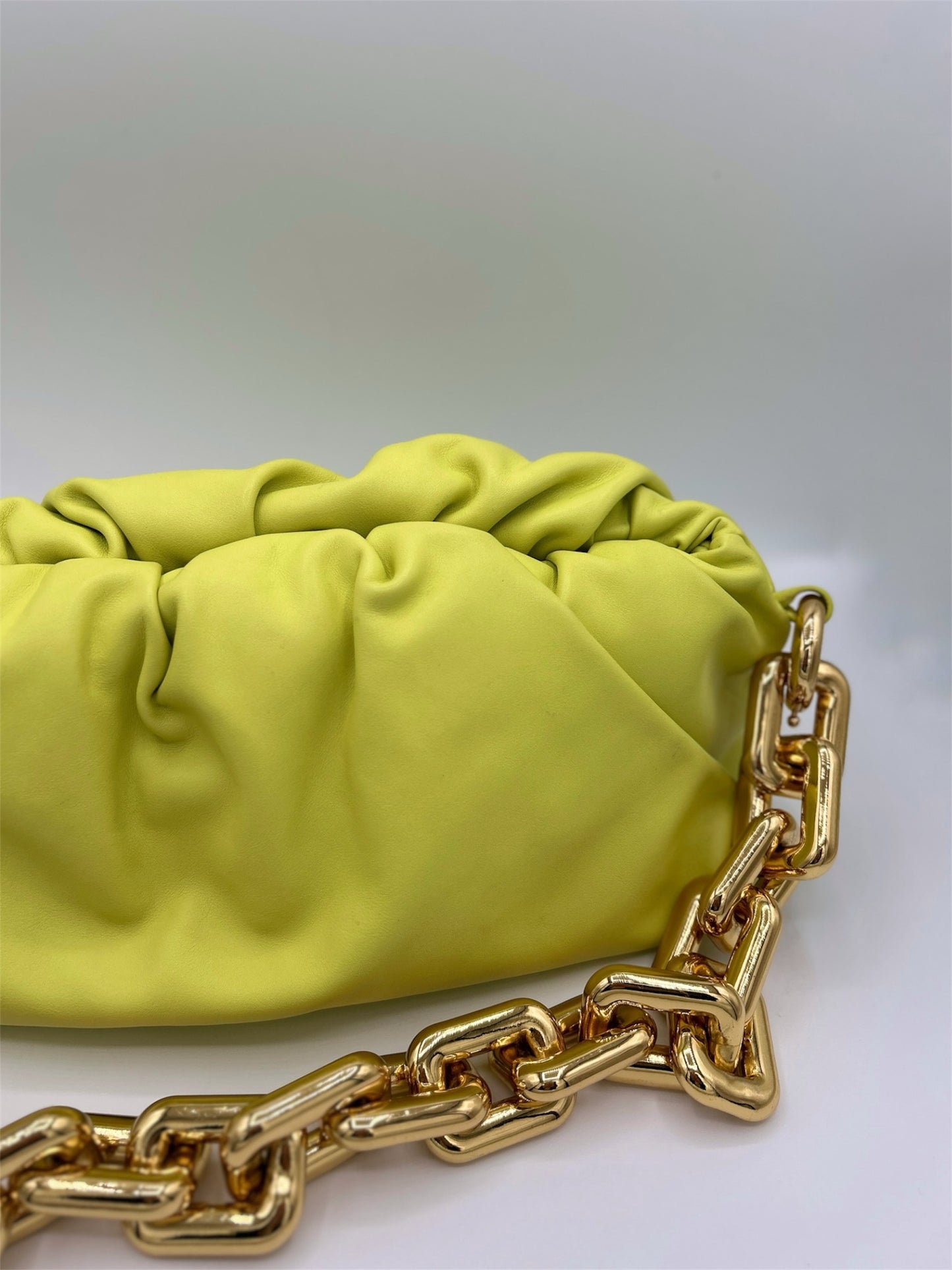 Bottega Veneta The Pouch Chain Leather Neon Green Handbag