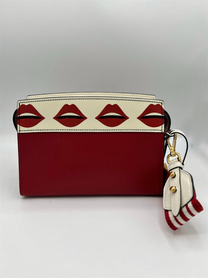 Prada Red City Calf and Saffiano Lip Print Esplanade Handbag