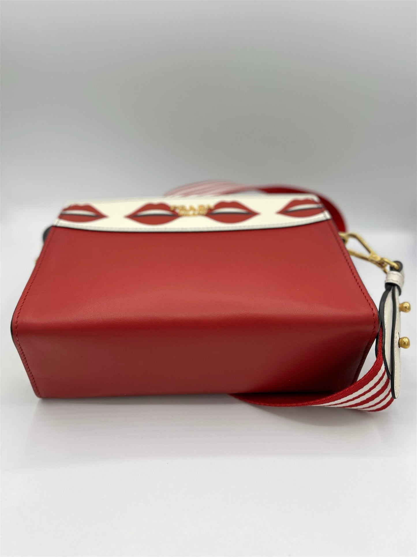 Prada Red City Calf and Saffiano Lip Print Esplanade Handbag