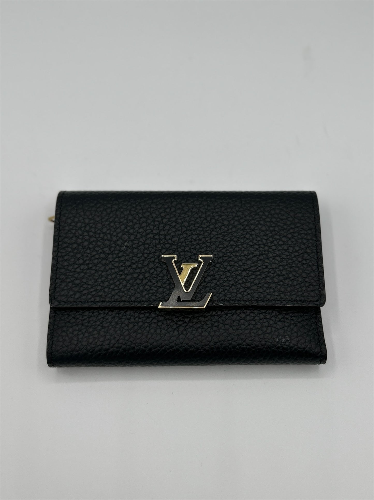 Louis Vuitton CAPUCINES Black Leather Wallet with Pink Interior