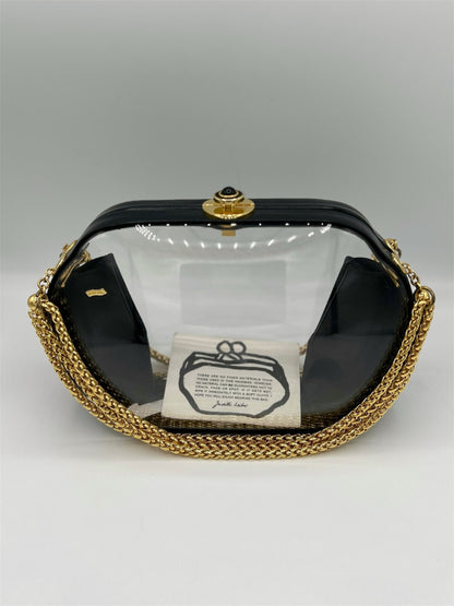 Judith Leiber Vintage Clear Clutch Bag With Gold Chain