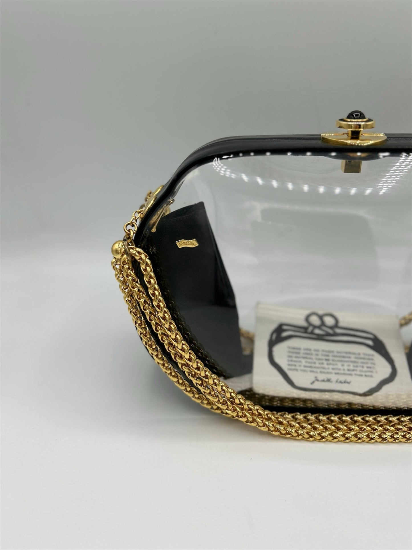 Judith Leiber Vintage Clear Clutch Bag With Gold Chain