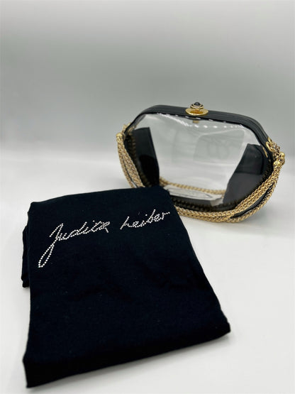 Judith Leiber Vintage Clear Clutch Bag With Gold Chain