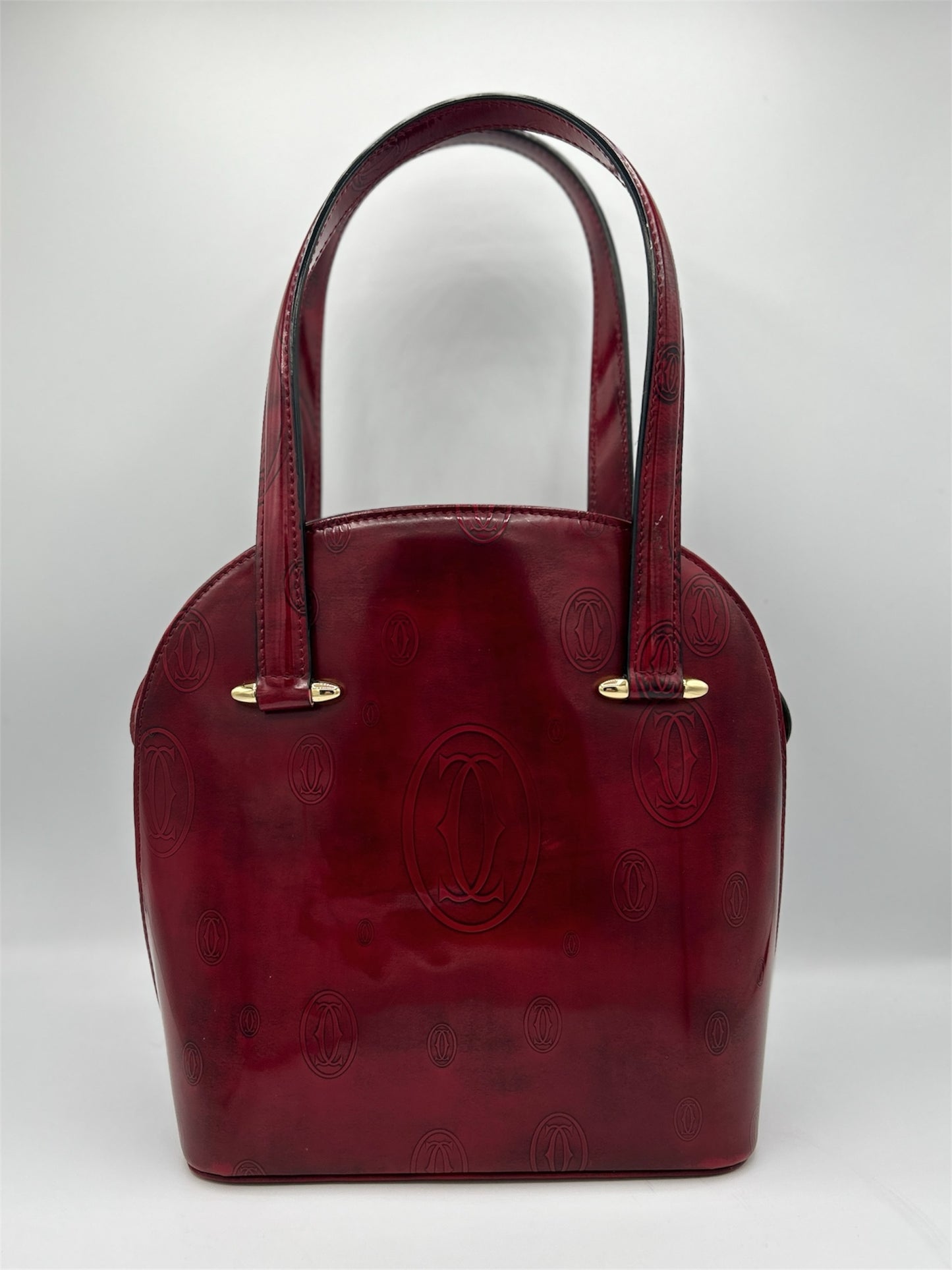 Cartier Paris Burgundy Leather Logo Handbag