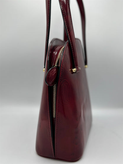 Cartier Paris Burgundy Leather Logo Handbag