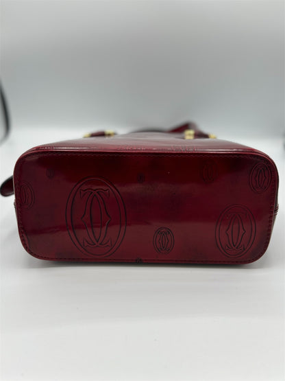 Cartier Paris Burgundy Leather Logo Handbag