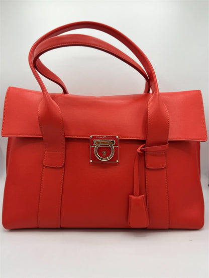 Salvatore Ferragamo Red Sookie Satchel Leather Medium Handbag