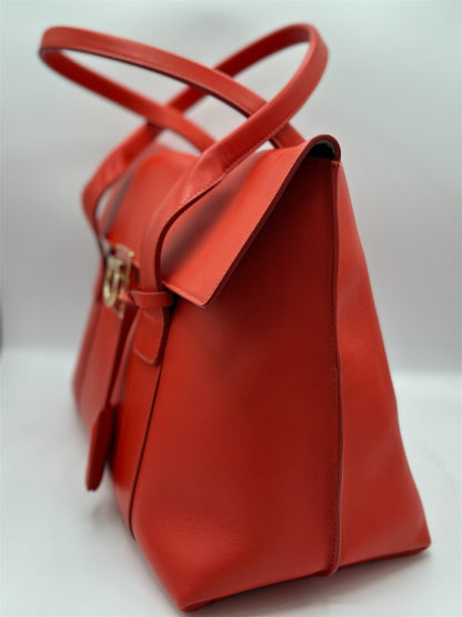 Salvatore Ferragamo Red Sookie Satchel Leather Medium Handbag