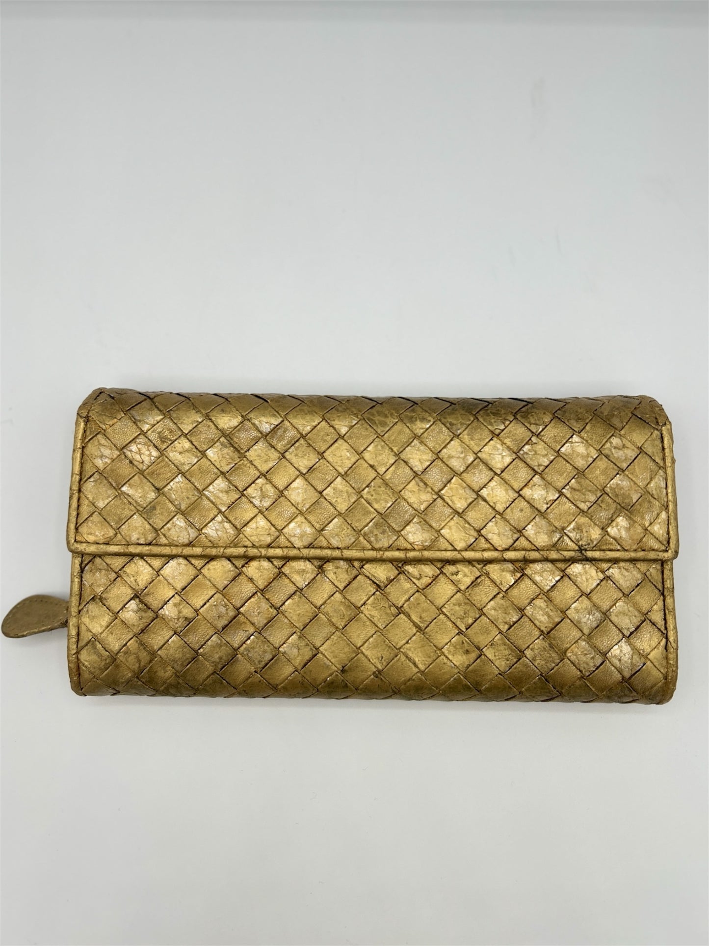 Bottega Veneta Metallic Gold Continental Wallet