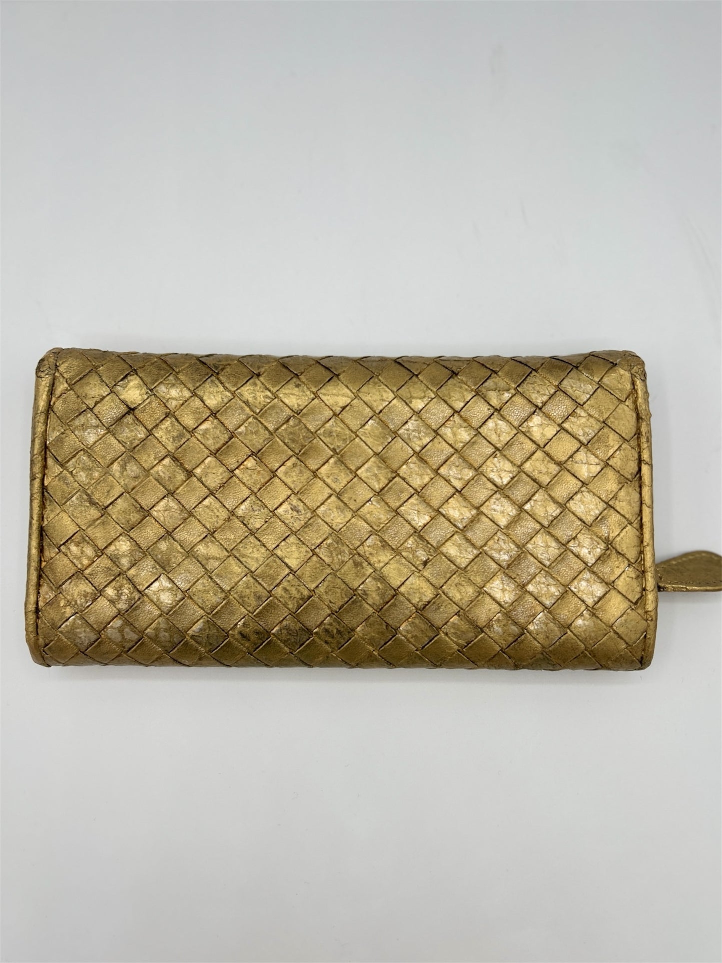 Bottega Veneta Metallic Gold Continental Wallet