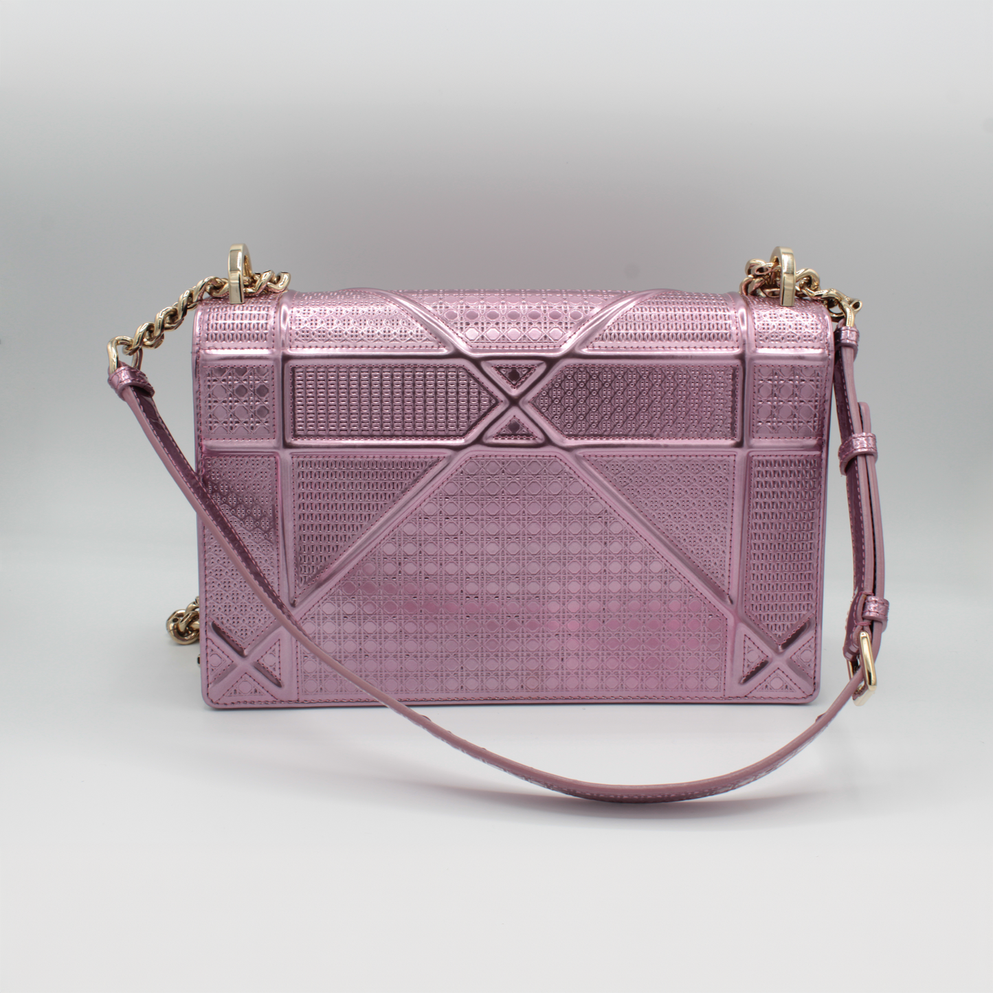 Christian Dior Diorama Pink Metallic Flap Handbag