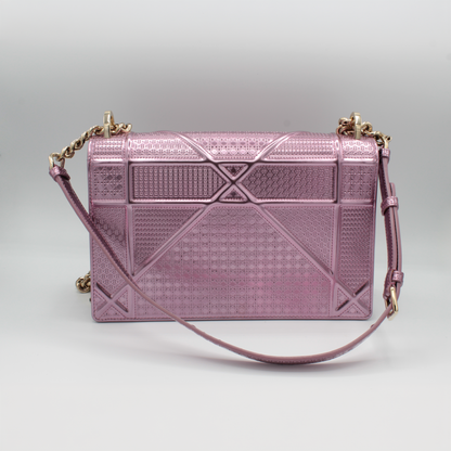 Christian Dior Diorama Pink Metallic Flap Handbag