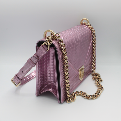 Christian Dior Diorama Pink Metallic Flap Handbag