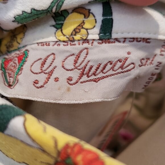 gucci floral vintage silk button up | Couture Blowout