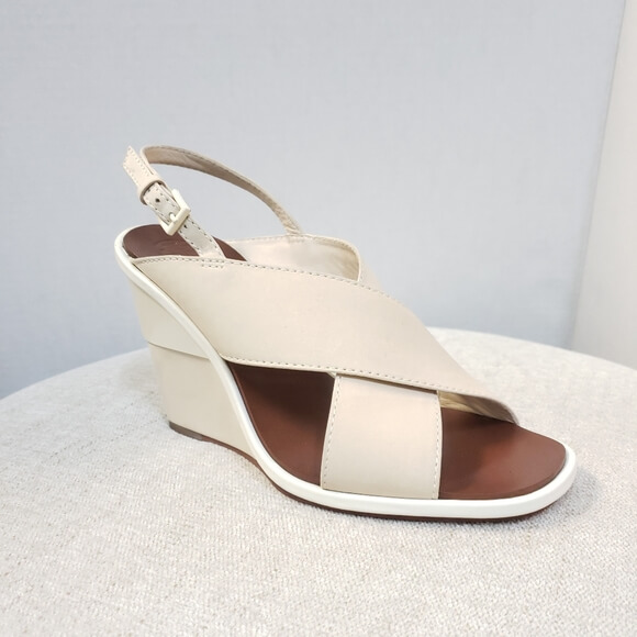 tan and white wedges
